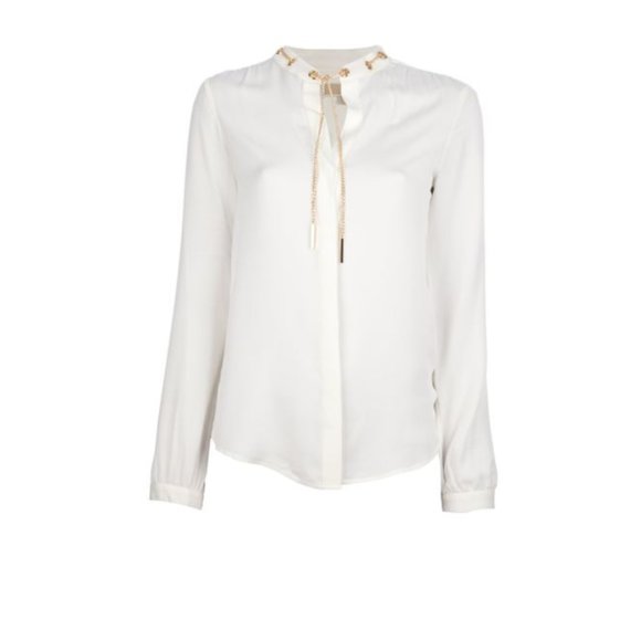 MICHAEL Michael Kors Chain Collar Blouse Gold S - Picture 10 of 15